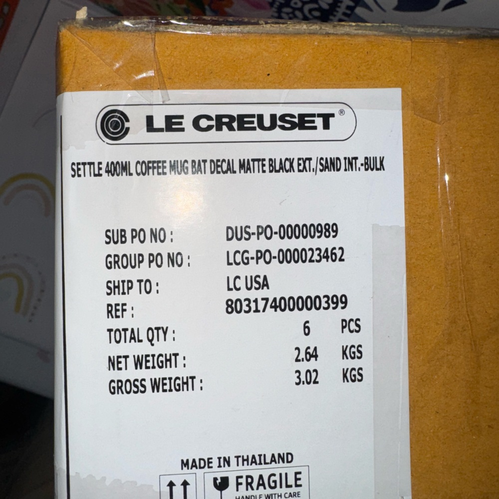 NIB Set Of 6 LE CREUSET 14 Oz Mug Bats Licorice Matte Black Halloween Coffee Cup - Picture 9 of 9
